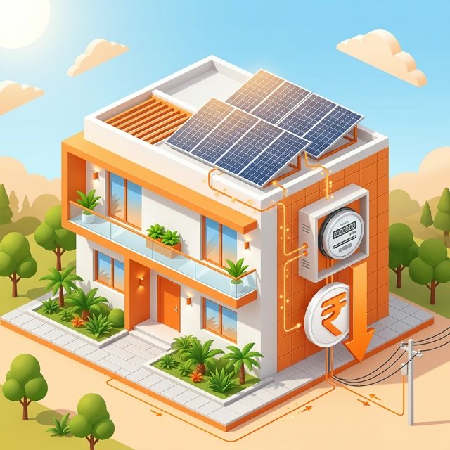 Solar energy savings illustration